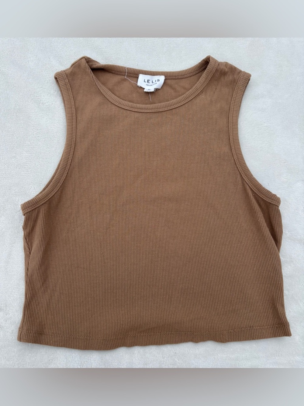 Le Lis Ribbed Cropped Tank - Camel Brown